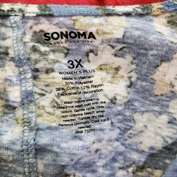 Sonoma Woman's 3x Plus Blue Floral Top - Picture 5 of 7